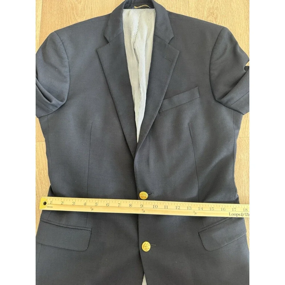 Brooks Brothers 40L Navy Gold Buttons Men’s Blazer Explorer Fitzgerald Fit